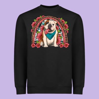 English Bulldog Floral Rainbow Heavyweight Sweatshirt Designed By Artiststas