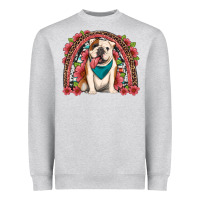 Heather Grey english bulldog floral rainbow Heavyweight Sweatshirt - Artiststas
