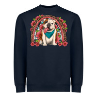 Navy english bulldog floral rainbow Heavyweight Sweatshirt - Artiststas