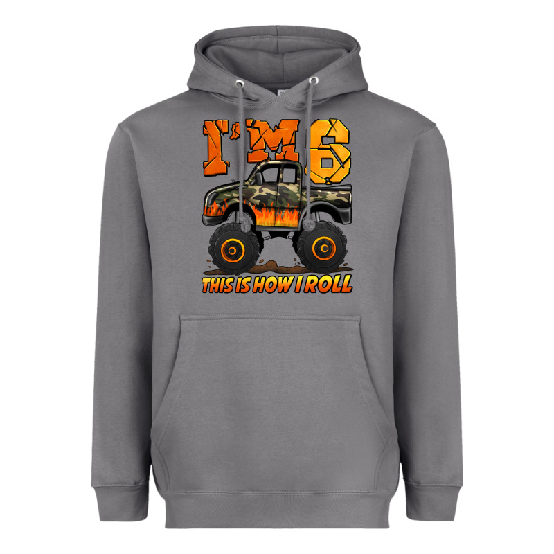 I'm Six This Is How I Roll Monster Truck Birthday Heavyweight Hoodie by Jasminsmagicworld | Teevron