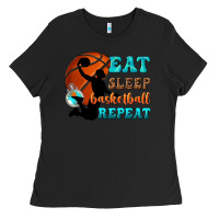 Black eat sleep basketball repeat Ladies Tee - texasbilliewilder
