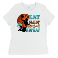 White eat sleep basketball repeat Ladies Tee - texasbilliewilder