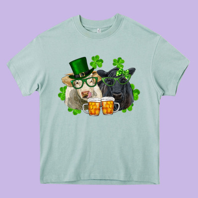 St. Patrick's Day Charolais And Black Angus Cows Heavy Core Tee Designed By Ranaportraitstore