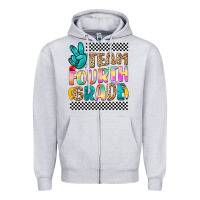Heather Grey team fourth grade Zipper Hoodie - NancyCooperArtShop