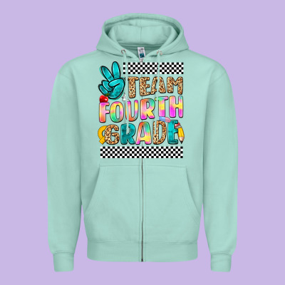 Team Fourth Grade Zipper Hoodie Designed By Nancycooperartshop
