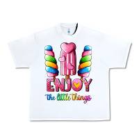 White enjoy the little things Urban Heavy Tee - AdoDesignShop