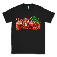 Black Christmas coffee cups with gift and Christmas tree Classic Tee - AdoDesignShop