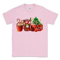 Bubblegum Pink Christmas coffee cups with gift and Christmas tree Classic Tee - AdoDesignShop
