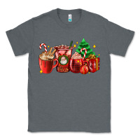 Charcoal Heather Christmas coffee cups with gift and Christmas tree Classic Tee - AdoDesignShop