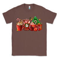 Chestnut Christmas coffee cups with gift and Christmas tree Classic Tee - AdoDesignShop