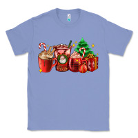 Colony Blue Christmas coffee cups with gift and Christmas tree Classic Tee - AdoDesignShop