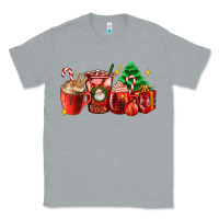 Heather Grey Christmas coffee cups with gift and Christmas tree Classic Tee - AdoDesignShop