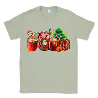 Matcha Christmas coffee cups with gift and Christmas tree Classic Tee - AdoDesignShop