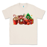 Natural Christmas coffee cups with gift and Christmas tree Classic Tee - AdoDesignShop