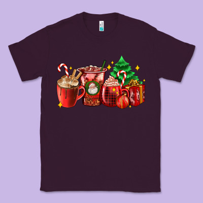 Christmas Coffee Cups With Gift And Christmas Tree Classic Tee Designed By Adodesignshop