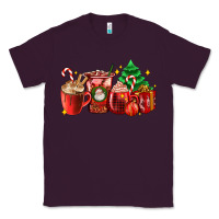 Plum Christmas coffee cups with gift and Christmas tree Classic Tee - AdoDesignShop