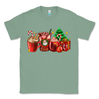 Sage Christmas coffee cups with gift and Christmas tree Classic Tee - AdoDesignShop