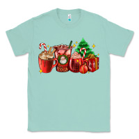 Seafoam Christmas coffee cups with gift and Christmas tree Classic Tee - AdoDesignShop