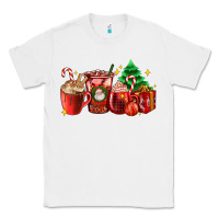 White Christmas coffee cups with gift and Christmas tree Classic Tee - AdoDesignShop