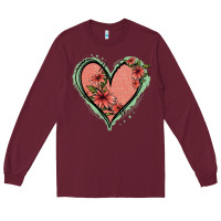 Burgundy Pink Glitter Floral Heart Long Sleeve Tee - Jasminsmagicworld