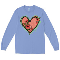 Pink Glitter Floral Heart Long Sleeve Tee | Teevron