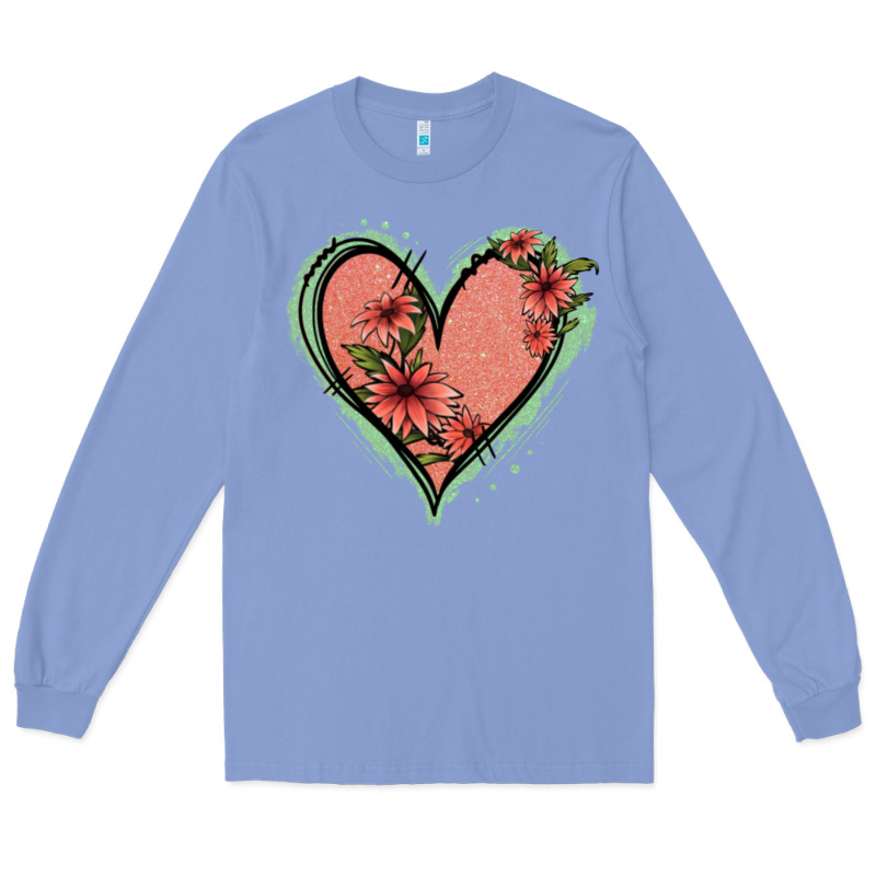 Pink Glitter Floral Heart Long Sleeve Tee by Jasminsmagicworld | Teevron