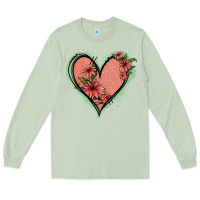 Matcha Pink Glitter Floral Heart Long Sleeve Tee - Jasminsmagicworld
