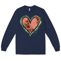 Navy Pink Glitter Floral Heart Long Sleeve Tee - Jasminsmagicworld