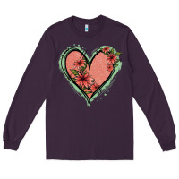 Plum Pink Glitter Floral Heart Long Sleeve Tee - Jasminsmagicworld