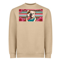 Mushroom english bulldog floral license plate Heavyweight Sweatshirt - Artiststas