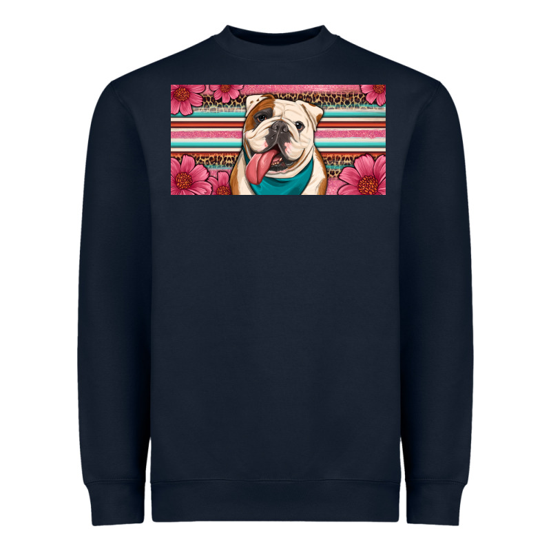English Bulldog Floral License Plate Heavyweight Sweatshirt by Artiststas | Teevron