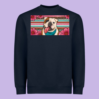 English Bulldog Floral License Plate Heavyweight Sweatshirt Designed By Artiststas