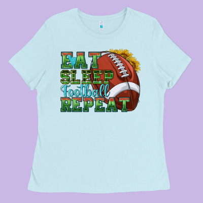 Ladies Tee eat sleep football repeat