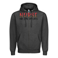 Charcoal Heather christmas nurse Zipper Hoodie - MaliasSmallBusiness