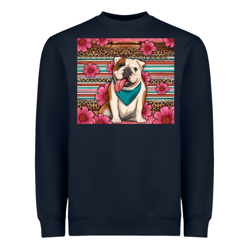 British Bulldog Floral Serape Heavyweight Sweatshirt by Artiststas | Teevron