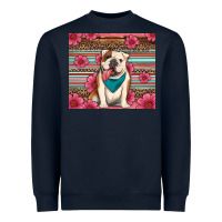 Navy british bulldog floral serape Heavyweight Sweatshirt - Artiststas