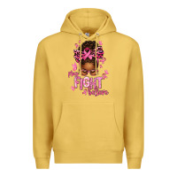 Antique Gold pray fight believe breast cancer afro messy Premium Hoodie - texasbilliewilder