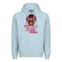 Blue Mist pray fight believe breast cancer afro messy Premium Hoodie - texasbilliewilder
