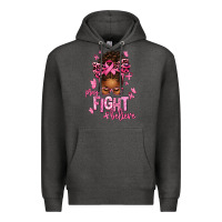 Charcoal Heather pray fight believe breast cancer afro messy Premium Hoodie - texasbilliewilder