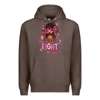 Coffee pray fight believe breast cancer afro messy Premium Hoodie - texasbilliewilder