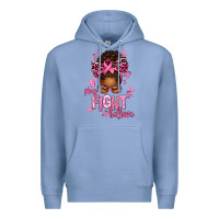 Colony Blue pray fight believe breast cancer afro messy Premium Hoodie - texasbilliewilder