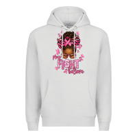 Dove Grey pray fight believe breast cancer afro messy Premium Hoodie - texasbilliewilder