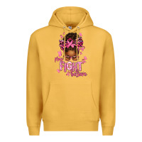 Mustard pray fight believe breast cancer afro messy Premium Hoodie - texasbilliewilder