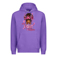 Pray Fight Believe Breast Cancer Afro Messy Premium Hoodie | Teevron