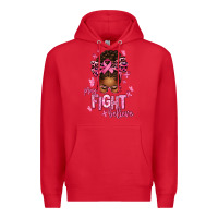 Red pray fight believe breast cancer afro messy Premium Hoodie - texasbilliewilder