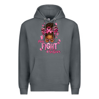 Rock pray fight believe breast cancer afro messy Premium Hoodie - texasbilliewilder