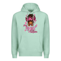 Seafoam pray fight believe breast cancer afro messy Premium Hoodie - texasbilliewilder