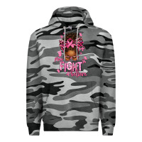 Slate Camo pray fight believe breast cancer afro messy Premium Hoodie - texasbilliewilder