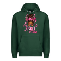 Sports Green pray fight believe breast cancer afro messy Premium Hoodie - texasbilliewilder