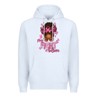 White pray fight believe breast cancer afro messy Premium Hoodie - texasbilliewilder